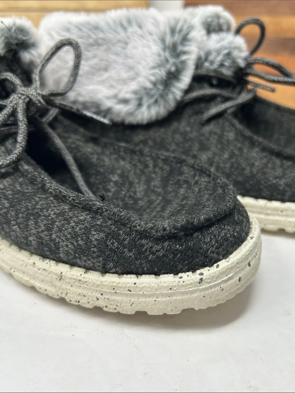 Hey Dude Black Lace-Up Faux-Fur Cuffed Boots